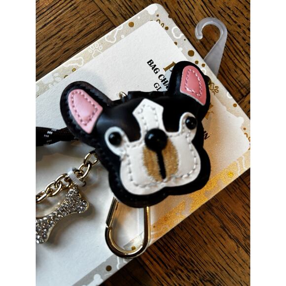 Piper K Frenchie French Bulldog Dog Terrier Bag Charm & Key Chain Paw Bone Bling - Picture 2 of 5